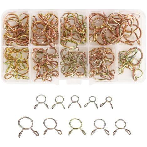 Collier Durite Essence 100 Pièces Clip à Ressort Tuyau M5-14 Colliers de Serrage à Ressort Pour Tuyau d'air, Tuyau de Carburant, Tuyau en Silicone, Tuyau d'aspiration (1/5)