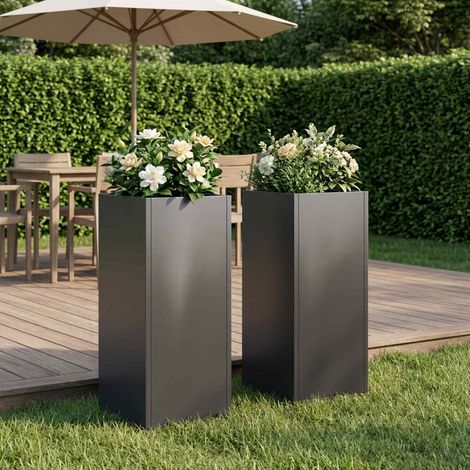 Cache-pot de jardin 2 pc Noir 20 x 20 x 50 cm (1/5)