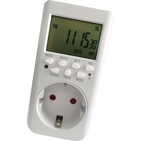 Minuterie Prise 24H Programmateur Électrique Intérieur Compteur Horaire Interrupteur Temporisateur Prise UE 230V (1/5)
