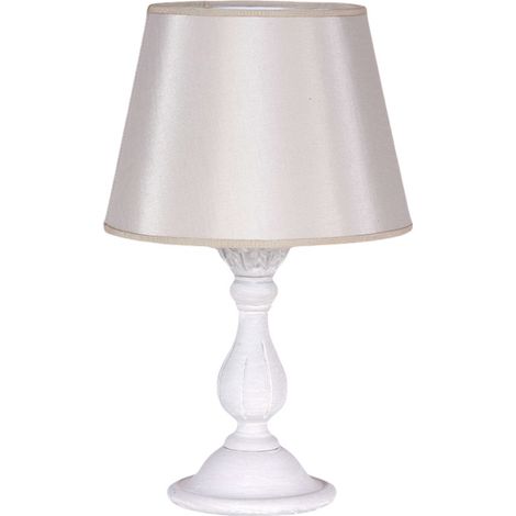Lumetto In Legno Classico Grigio Sbiancato Con Paralume 1 Luce Falconidi