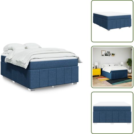 Boxspringbett mit Matratze Blau 140x200 cm Stoff - Boxspringbett - Boxspringbetten - Bett - Bett Mit Stauraum (1/5)