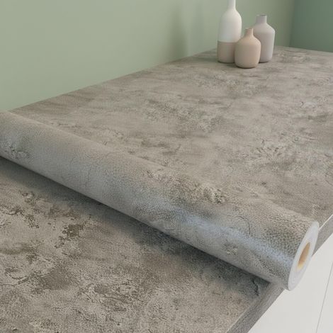 Sticker pour Meuble Effet béton ciré Imperméable en PVC - Papier Peint Auto-Adhésif pour Armoire et Cuisine - Stickers Muraux Décoration Table Placard Porte Cuisine Tiroir - 200 x 60 CM, beton cire (1/5)