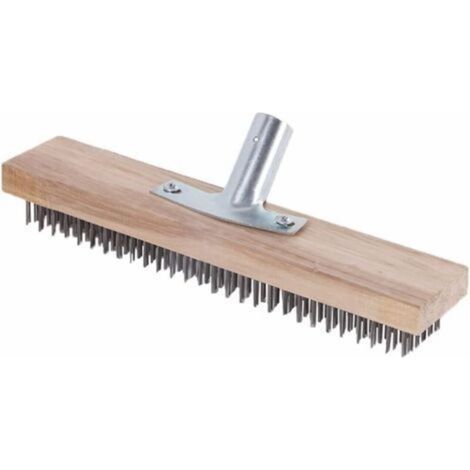 Balai Métallique 30cm avec Prise pour Manche en Bois, Balai de Jardin en Métal pour Enlever la Mousse du Jardin, Mauvaises Herbes, Taches Tenaces