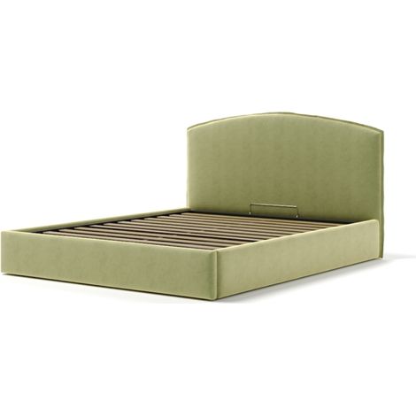 letto matrimoniale contenitore "moon" in tessuto verde 160x190 cm (1/4)