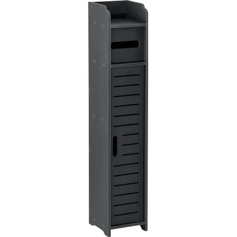 Mobile da bagno elegante mobile contenitore con portarotolo di carta igienica in legno composito 80 x 15 x 15 cm grigio scuro 030007670
