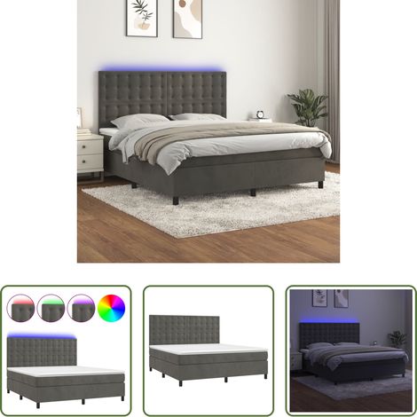 vidaXL Matelas à ressorts ensachés -  Sommier à lattes de lit matelas et LED Gris foncé 160x200 cm (1/5)