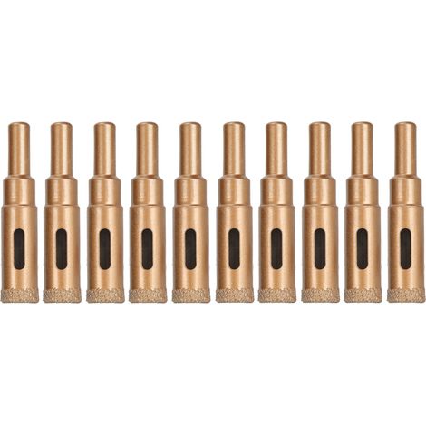 10 embouts de scie cloche diamant soudés pour perçage du verre, granit, marbre, carrelage céramique - Ø 14 mm (1/5)