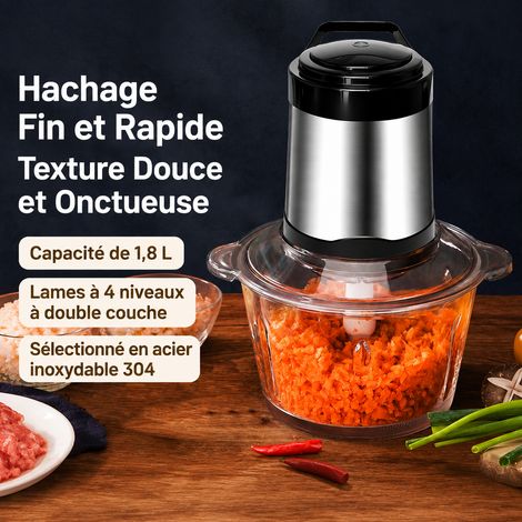 Hachoir Électrique 1,8L 300W Robot Multifonction Bol en Verre 4 Lames AJR-03AR21 2 kg – Livraison gratuite (1/5)