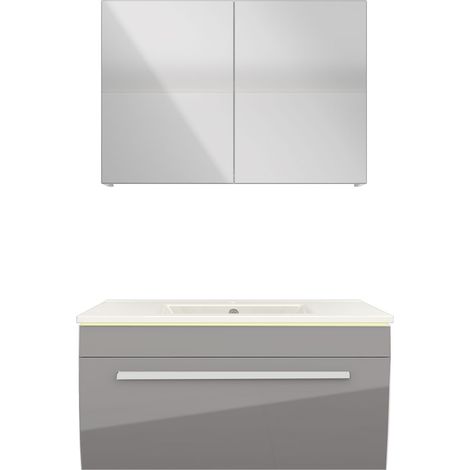 Badmöbel Set Gently 3 V1 Weiß/Grau MDF Waschtisch 80cm mit 1x 5W LED-Strahler (1/5)