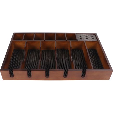 Grand plateau en bois antidérapant pour tondeuse à cheveux, organisateur de rangement pour salon de coiffure et barbier. (1/5)