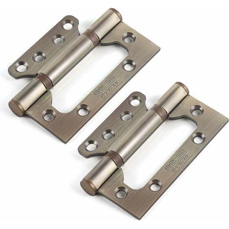 Charnières en Acier Inoxydable,4 Pouces Rectangulaire Feuille 100mm Charnières de Porte, Bronze Ancien,4pcs (1/4)