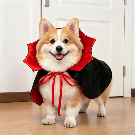 Cape de vampire d'Halloween pour chiens - Cape pour animaux de compagnie - Convient aux chiens de petite et moyenne taille (1/4)