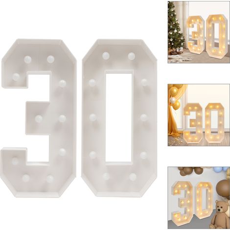 30 éclairer les chiffres, 30e anniversaire de fête de décoration, éclairer les chiffres pour les décorations d'anniversaire, Luminaire (1/5)