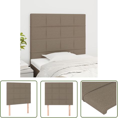 The Living Store Têtes de lit 2 pcs Taupe 100x5x78/88 cm Tissu - Tête De Lit - Têtière De Lit - Meuble De Chambre - Literie - Décoration Chambre (1/5)