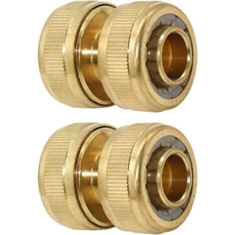 Raccord de tuyau d'arrosage en laiton 19 mm (3/4"), raccord de descente, rallonge de connecteur à fixation rapide, réparation rapide (lot de 2) (1/4)
