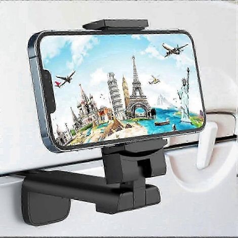 Support de téléphone ajustable compatible avec iPhone et Android. Support portable pour tablettes d'avion, bureaux, lits et placards (noir). HD 2025 (1/4)
