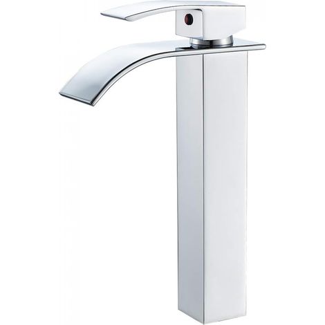 Robinet de lavabo, robinet de salle de bain cascade hauteur 30 cm (argent) (1/5)