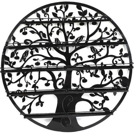 Présentoir mural rond pour vernis à ongles, présentoir, étagère pour salon de manucure, vitrine, noir, cinq niveaux (1/5)