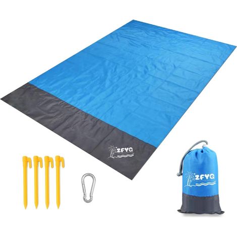 Tapis de pique-nique imperméable 140x200 cm avec 4 piquets pour extérieur (1/5)