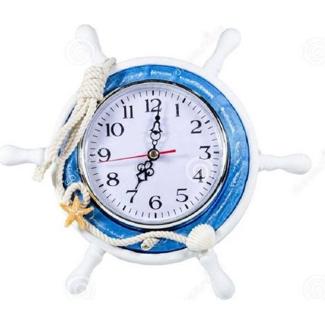 TrAdE Shop Traesio - Orologio Da Tavolo In Legno A Forma Di Timone Barca Arredamento Nautica Design -