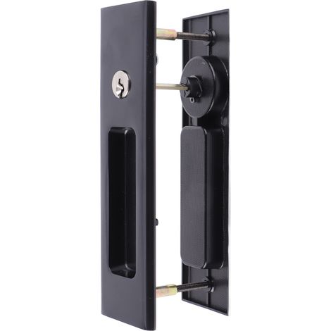 Ensemble de poignées et de verrous en alliage de zinc pour porte coulissante de salle de bain, balcon ou armoire - Quincaillerie noire (1/5)