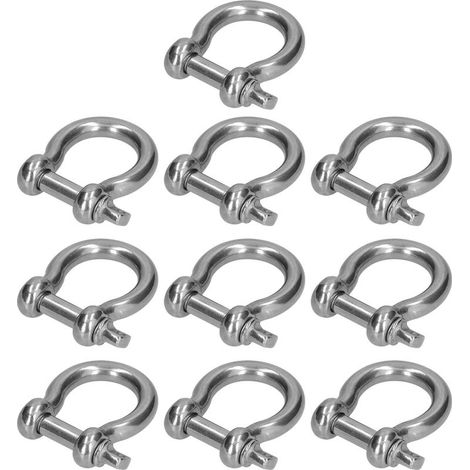 Manille à Crampon à Clé M6 304 Acier Inoxydable 10Pcs pour Chaîne Câble Levage Métallurgie Port Construction (1/5)