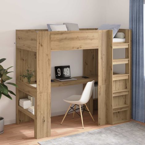 Etagenbettgestell mit Schreibtisch Artisan-Eiche 80 x 200 cm