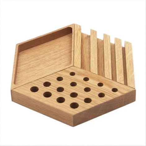 Bois Desktop rangement plateau Business Card rangement multifonction rangement cuir Craft outil support Pen support (1/5)