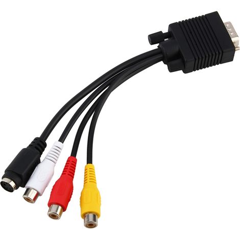 Adaptateur AV VGA SVGA vers S-Vidéo 3 RCA pour ordinateur portable, câble convertisseur de connecteur pour TV (1/5)
