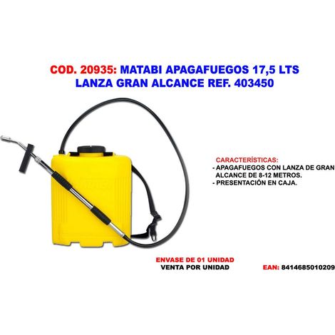 ESTINTORE MATABI 17,5 LT CON LANCIA ALTA GITTATA 8-12 MT