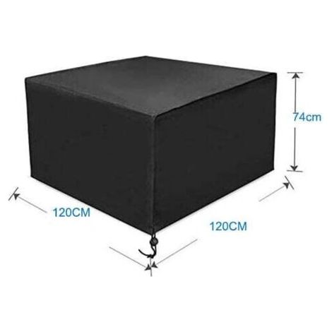 Garden furniture cover, large protective cover for square garden lounge set 120x120x74cm Black