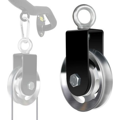 Polea de elevación de 90 mm – Aleación de aluminio – Rueda giratoria 360° – Carga máxima para sistemas de gimnasia y aplicaciones industriales (1/4)