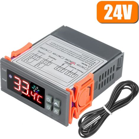 Contrôleur de température à micro-ordinateur STC-3000, thermorégulateur numérique 24 V avec sonde NTC et capteur de chaleur froide (1/5)