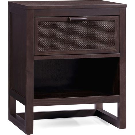 Teamson Home Hatteras Bedside Table with Deep Storage Drawer, Open Shelf and Contemporary Bedroom Design, Black Finish (1/5)