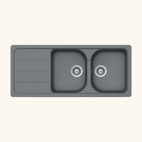 Évier granit gris Schock FORMHAUS 2 bacs 1 égouttoir (1/4)