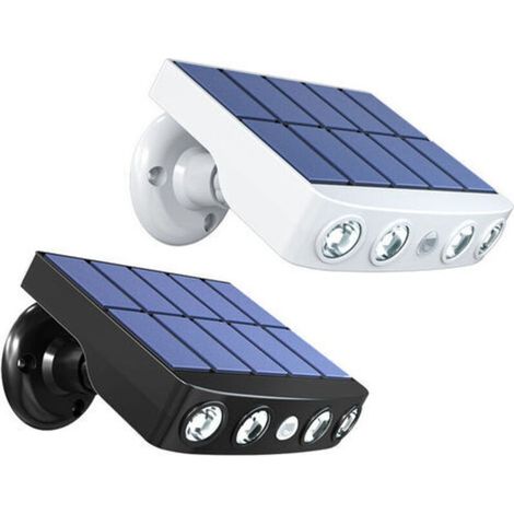 Puissante lumière solaire capteur de mouvement extérieur étanche jardin LED lumière solaire projecteur pour chemin de jardin rue LED applique murale (lumière blanche-6000K) (1/4)