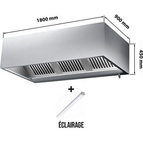 Hotte caisson sans moteur 1800x900x450 mm avec éclairage, filtre et robinet de vidange PREMIUM - GOLDINOX (1/3)