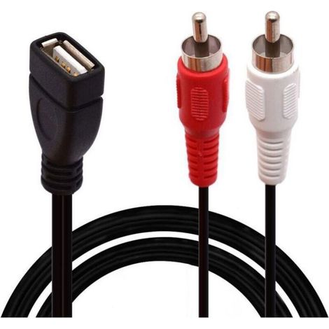 1 Câble USB vers RCA, Connecteur USB A 2.0 femelle, 2 Prises RCA mâles, Adaptateur Audio Vidéo, Pour Système AV (1/4)