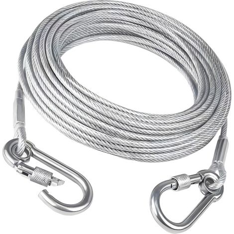 Cavo in acciaio rivestito in plastica, spessore 2 mm, lunghezza 5 m.