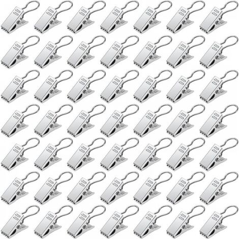 50 Pièces Pinces à Rideaux en Métal, Pince Rideaux Decoration Crochets de Suspension, pour Décoration de la Maison, Argent (1/5)