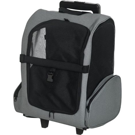 2 en 1 Trolley Chariot Sac à Dos Sac de Transport à roulettes pour Chien Chat Gris (1/5)