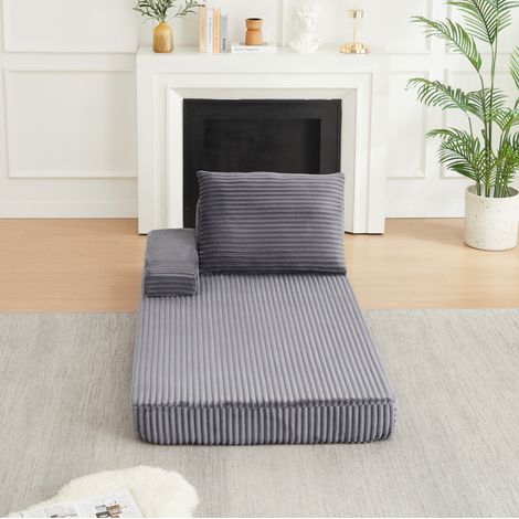 Modulares Sofa 211,5 x 106,5 x 48 cm aus grauem Cord mit mobilen Rückenlehnen – MEUBLIV (1/5)