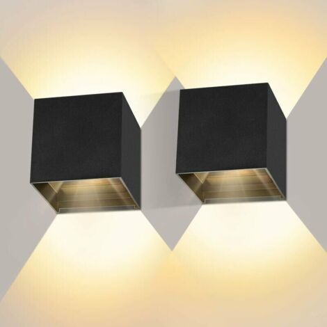 QORVA-12W Applique Murale Interieur/Exterieur LED 2 Pièces étanche avec Angle d'éclairage Réglable Blanc Chaud 3000K (1/5)
