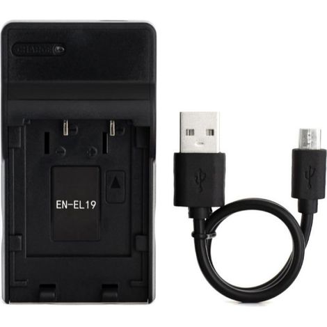 1 Chargeur USB pour Batterie EN-EL19, Ultra-fin, Lumière LED, Pour Appareil Photo Nikon Coolpix (1/5)
