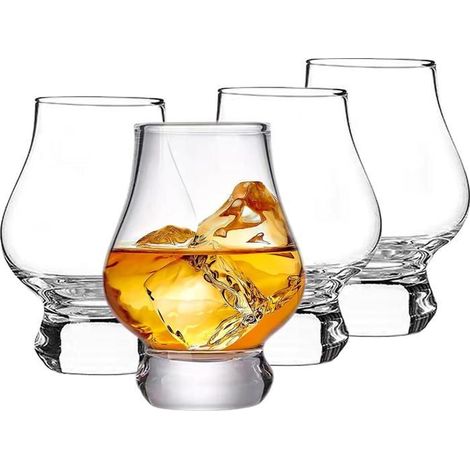 Lot de 4 verres dégustation 180 ml – Soufflés main – Pour whisky, cognac – Cadeau (1/5)