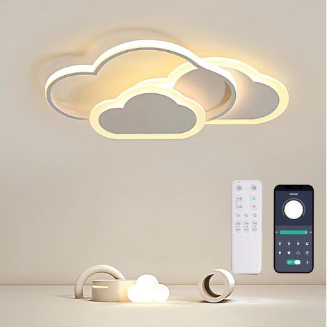 Goeco – Plafonnier LED nuage 32W 42cm – Télécommande dimmable 3000-6000K – Protection des yeux – Économie d'énergie 90%