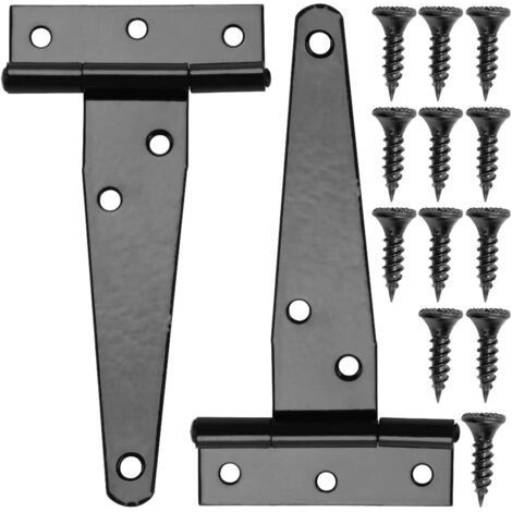 2 Pieces 99mm T Hinges, Detached Barn Door Hinges, Metal Door Hinges with 12 Screws (1/5)