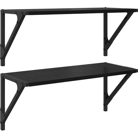 Wall Shelves 2 pcs Black Oak 60 x 25 x 25.5 cm Engineered Wood vidaXL