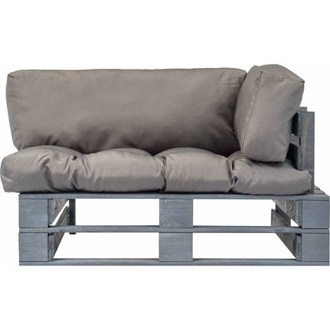 Maison Exclusive - Outdoor-Sofa Paletten mit Kissen in Grau Kiefe (1/5)
