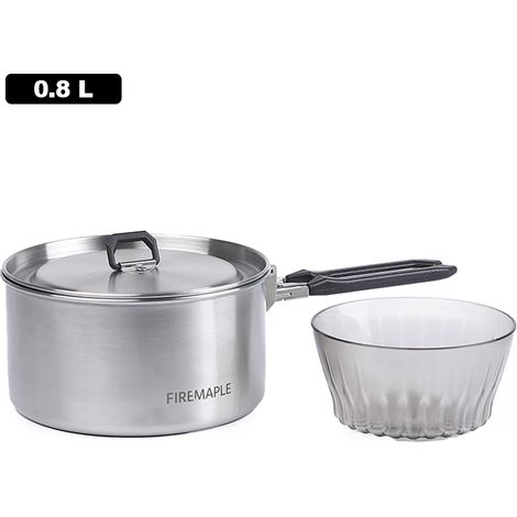 Batterie de cuisine en acier inoxydable (0,8 L), idéale pour le camping et la cuisine en plein air, pliable (1/5)